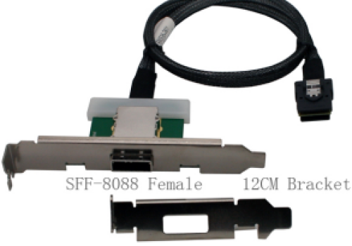 Cáp MINI SAS 36 SFF-8087 to External SFF-8088 female with 2 bracket 0.5m
